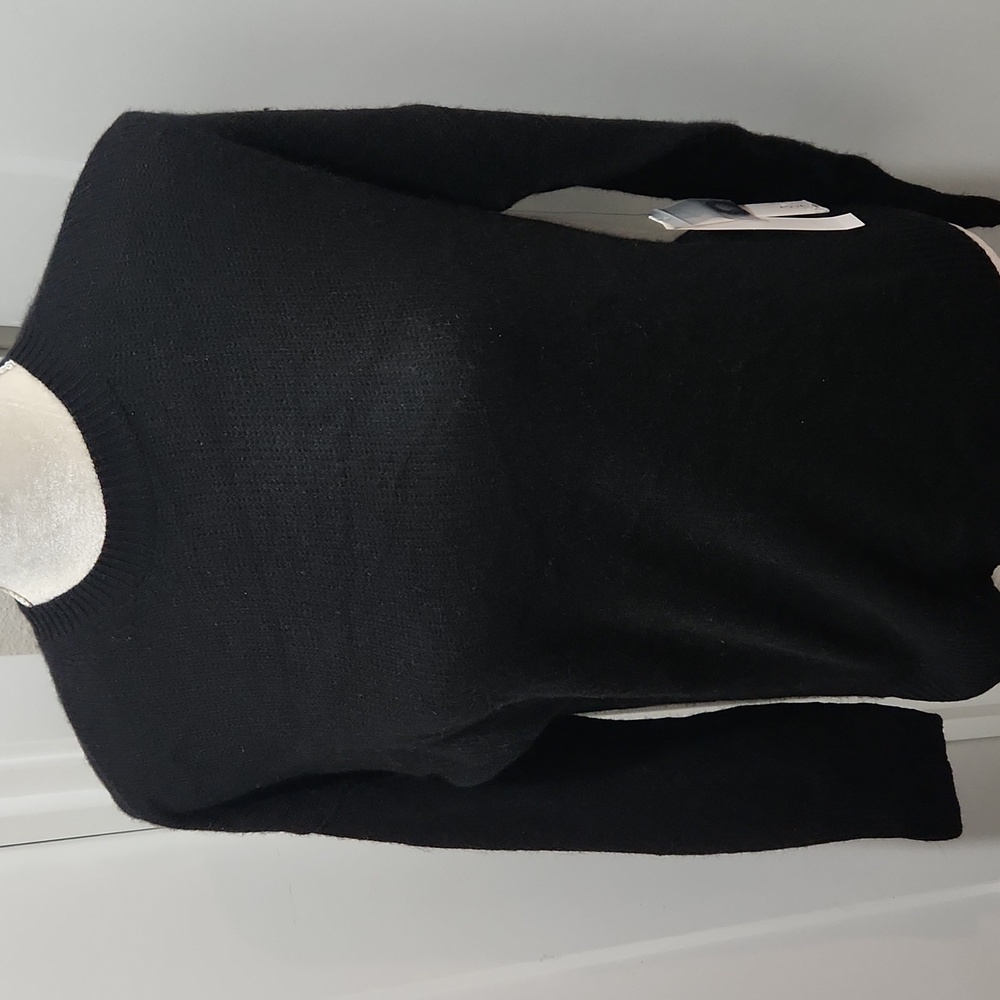 Bloomingdale’s AQUA Cashmere Sweater Peacock Black High Low Womens XS